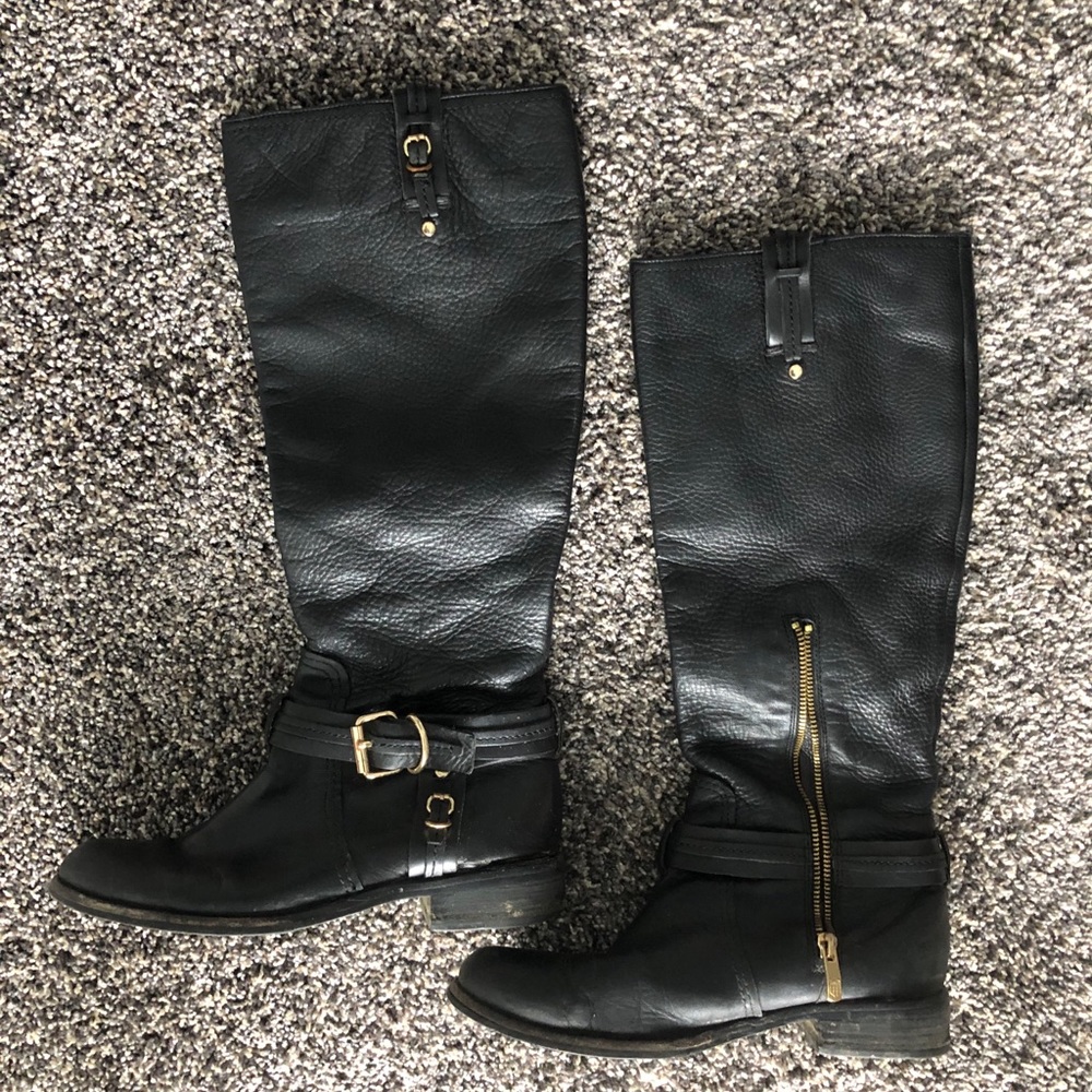 Black Leather Vince Comuto Riding Boots